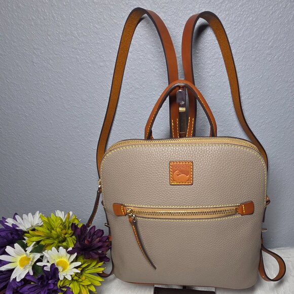 Dooney & Bourke Pebbled Leather Backpack-Taupe-Excellent Condition - Picture 2 of 11
